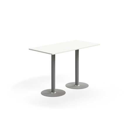Bar table ALVA, 1400x700x900 mm, floor fixed, high pressure laminate, silver/white