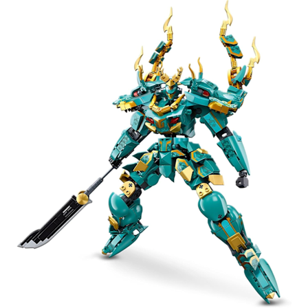 Mech-robotti rakennussarja aikuisille, viileä vihreä lohikäärme soturi malli sarja pitkällä keihäs lelu leikkisetti, 704 kpl keräilyesine myyttiset 