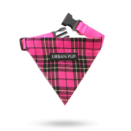 Urban Pup - Fuschia Pink Tartan Bandana- Hundhalsband