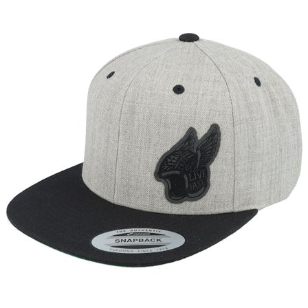 Born To Ride - Live Fast Helmet Black Patch Heather Grey/Black Snapback Grey Cap - @ Hatstore