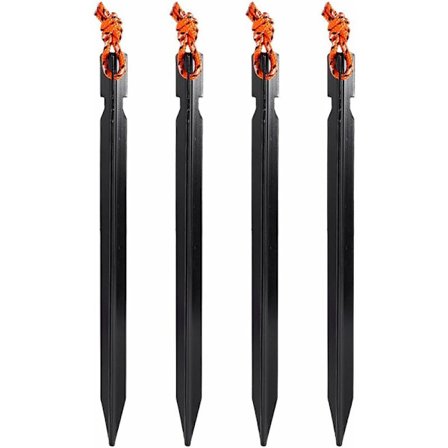 4 stk. teltpløkker, 7,1 tommer metaljordspyd til camping aluminium, kraftige campingpløkker, sømpløkker med reb, udendørs telt camping tilbehør