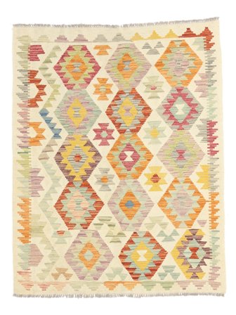 Handgewebt Kelim Afghan Old Stil 129X158 Wollteppich Klein