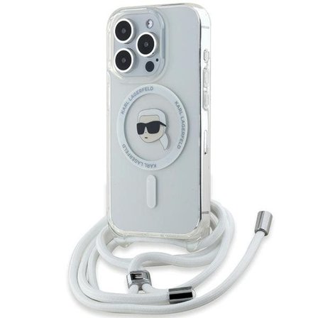 Karl Lagerfeld Crossbody IML Karl Head MagSafe kotelo iPhone 15 Pro - läpinäkyvää