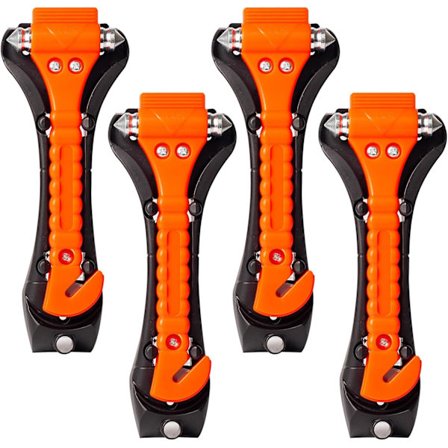 4-pakning Nødhammer for bilvindu, bilglassknuser, setebelteskjærer og vindusknuser 2-i-1 sikkerhetshammer for bil