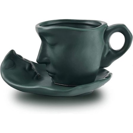 Face Kiss Mug Par - Keramisk Vattenkopp Eftermiddagste Koppar och Fat Set Mjölkte Koppar Frukost Koppar Mjölk Muggar Dryckesvaror