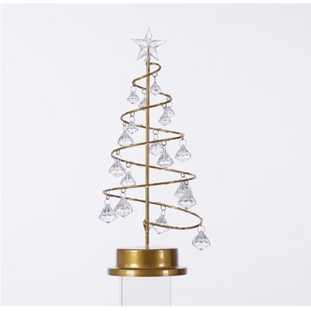 Metal Bord Juletræslampe Spiral Smedejern Dekorativ Krystalkugle Display Stand
