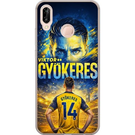 Kompatibelt Mobildeksel til Huawei Huawei P20 lite Viktor Gyökeres fotballplakat i gult og blått med dramatisk stadionbakgrunn, sportillustrasjon fo