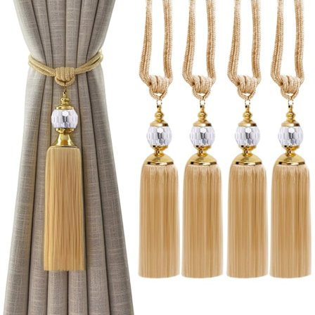 #Pakke med 4 Tassel Gardinbindere Gardinholder Vindueophæng #