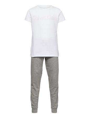 Ss Knit Pj Set Pyjamassæt Hvid Calvin Klein