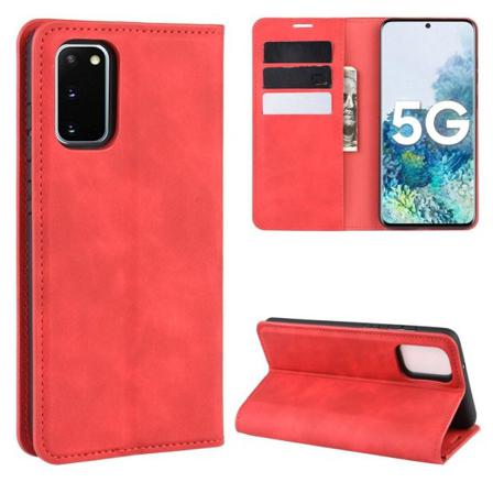 Samsung Galaxy S20 Fe - Silkeslent Läderfodral - Röd Red Röd