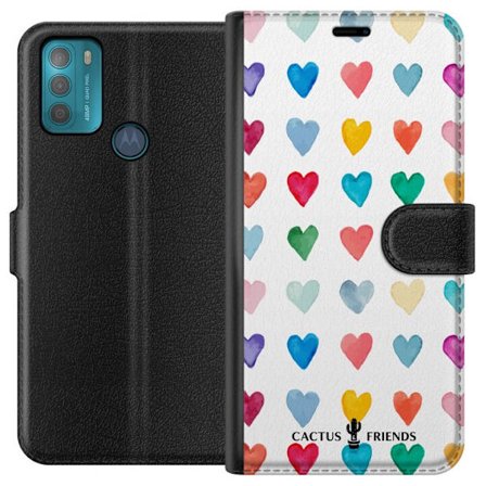 Yhteensopiva Lompakkokotelo Motorola Motorola Moto G50 Cactus and Friends - Watercolor Love Grid