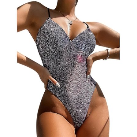 Glitterende Monokini Badedrakt for Kvinner med Push-Up Effekt, Endelt Badetøy