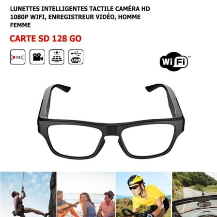 Smart Glasses Touch Camera HD 1080P WiFi, videonauhuri, autolla ajaminen, ulkona, 128GB muistikortti