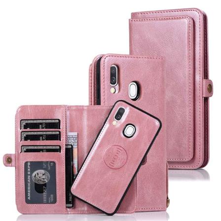 Elegant Dubbelfunktions Plånboksfodral - Samsung Galaxy A40 Roséguld