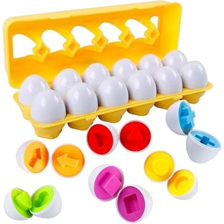 Montessori Leketøy med Plast Egg i Ulike Former og Farger