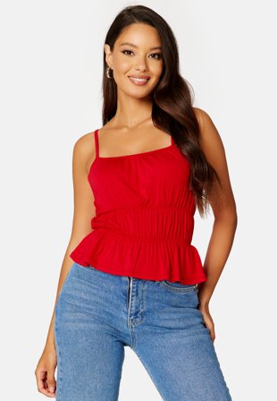 BUBBLEROOM Jabrielle smock top Red Klær