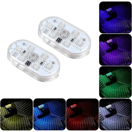 Bil LED-interiørlys, fodrumslys til bilens indvendige ambiente belysning USB genopladelig trådløs touch bil lys til bagagerum, 7 farver