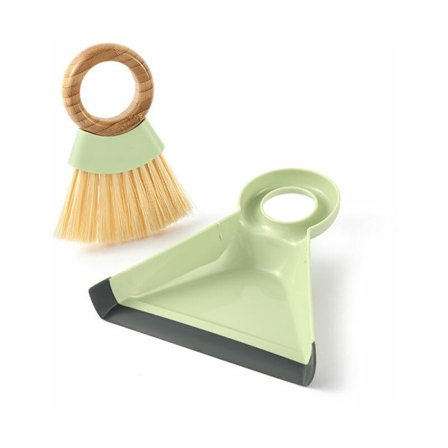 Minisop och dammskyffel, plast, ljusgrön