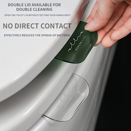 Set med 2 enkla och hygieniska toalettsitsskydd med handtag för toalettlock