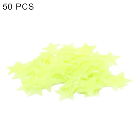 20 st/50 st Väggdekaler 3D Lysande PVC Lysande Stjärnor Vägg Takdekal för Sovrum (50 st, Gul)