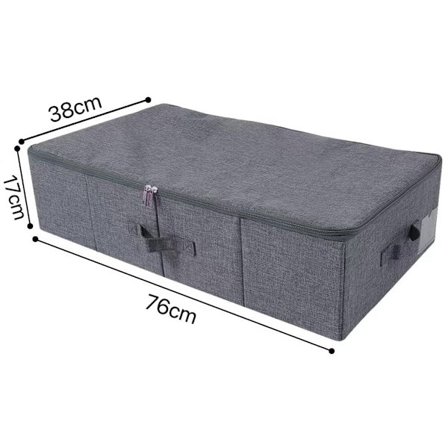 Grå oppbevaringsbokser under sengen, sammenleggbar oppbevaringspose under sengen