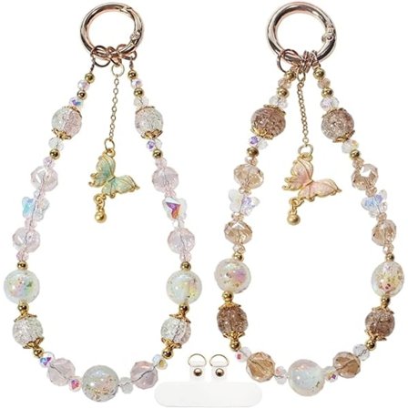 2 kpl Helminauha Riipukset, Kristallirannekoru Rannehihna, Söpö Puhelin Avaimenperä, Kotelotarvikkeet Kamera Lompakko AirPods