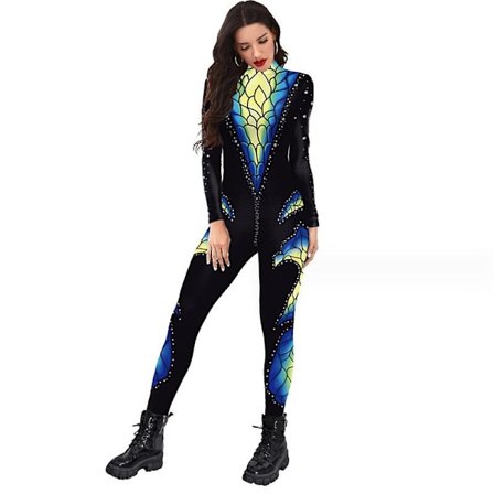 Kvinner Halloween-kostyme Stretch Skinny Catsuit Jumpsuit Bodysuit