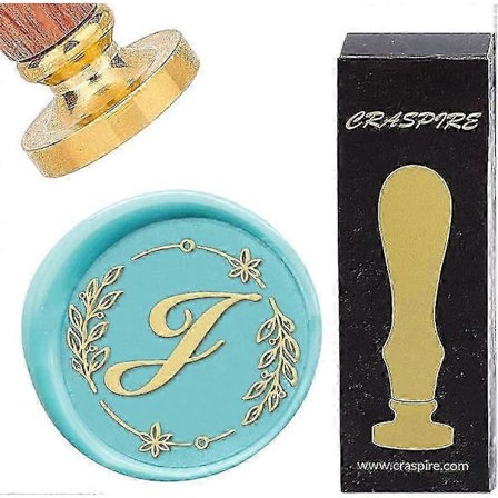 1 Sæt Bogstav J Vokssegl Stempel Alfabet Blad 25 mm Vintage Aftageligt Messinghoved Træhåndtag Forseglingsvoks Stempel