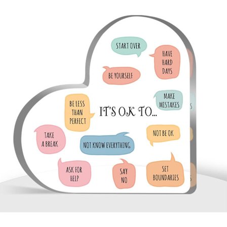 Mielenterveyslahjat, toipumista tukevat itsehoitolahjat, psykologiset motivoivat koristeet, On OK sanoa Ei akryylitaulu koristeellinen kyltti