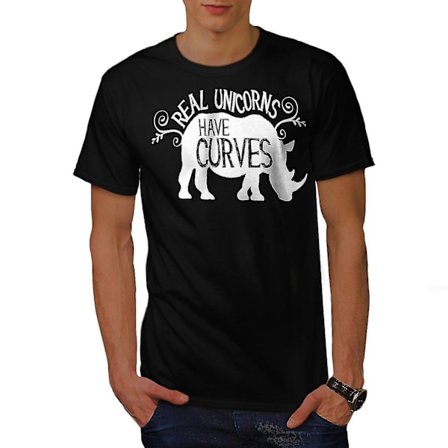 Enhörningar har kurvor män svart t-shirt