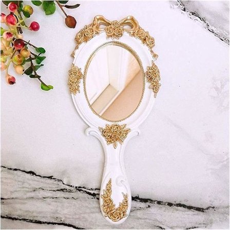 Makeup Spejl Prinsesse Makeup Spejl Stor Håndholdt Makeup Spejl Med Håndtag Retro Makeup Spejl Retro Mønster Håndholdt