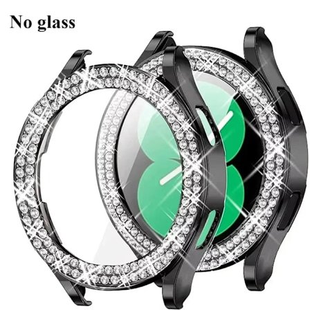 Bling Diamant Skal för Samsung Galaxy Watch 7 6 5 4 PC Skyddsskal 40mm 44mm Skärmskydd stötfångare Transparent Fodral