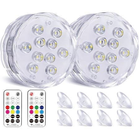 Dubbel vattentät nedsänkbar LED undervattenslampa med sex sugkoppar