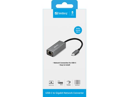 Sandberg USB-C to Network Converter - nettverksadapter - USB-C - Gigabit Ethernet