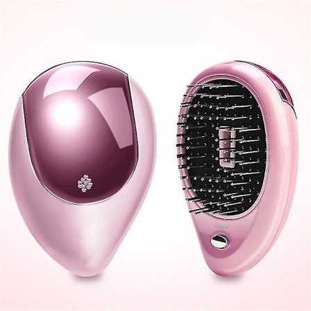 Ionisk vibration mini massage ion hårbørste (pink)
