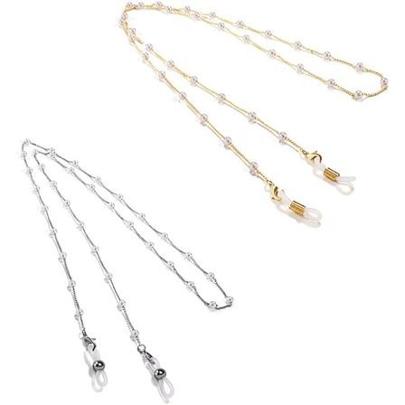 Brillerkjede i rustfritt stål, 2 stk lesebriller snor