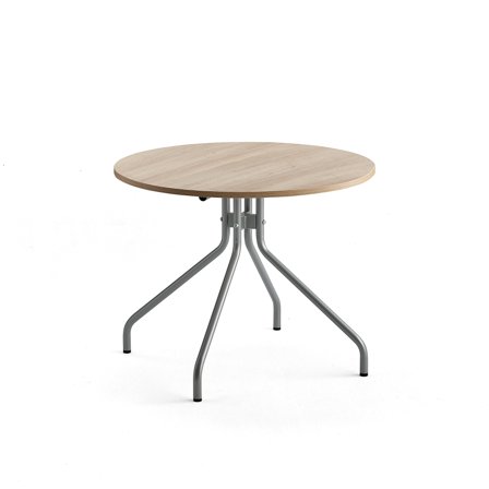 Tisch AROUND, Ø 900 mm, alugrau/Eiche
