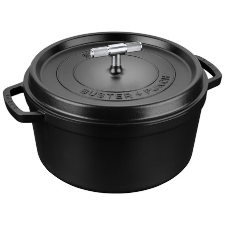 Staub Buster+Punch rund gryta 28 cm, stålknopp | Matlagning > Kokkärl & Stekpannor > Grytor > Gjutjärnsgryta | Bagaren och Kocken