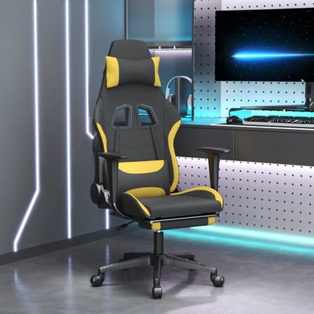VidaXl Gamingstol Med Fotstöd Och Massage Svart Och Gul Tyg - Litenleker