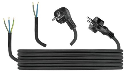 Pawbol Gummikabel m/støpsel 3x1,5mm2 5m Sort H05RR-F