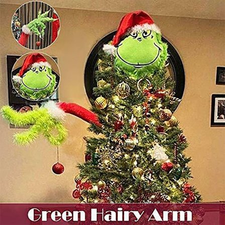 Juldekorasjon Furry Green Grinch Arm Ornament Holder T