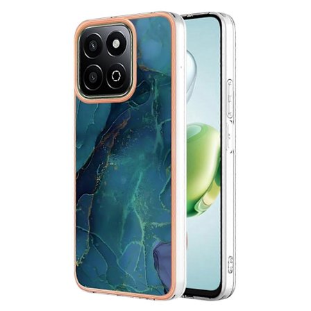 För Honor X7c 4G/ Honor 200 Smart 5G TPU-skal Marmormönster 2,0 mm Elektroplätering Telefonskal