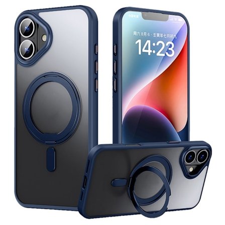 iPhone 16 telefonskal med stativ - Mörkblå