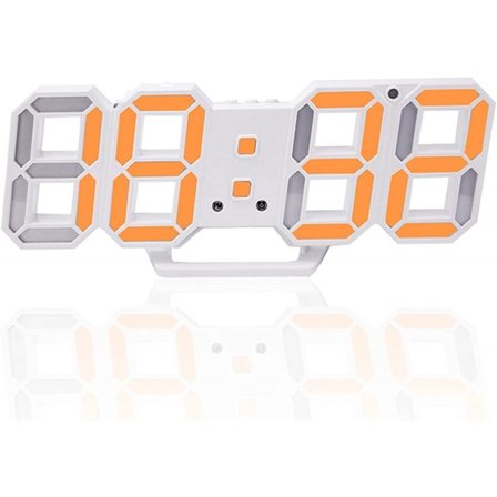 3D digital vekkerklokke, vegg LED-tallur med 3 automatiske justeringslysstyrkenivåer, LED elektronisk klokke med slumrefunksjon, temperaturvisning