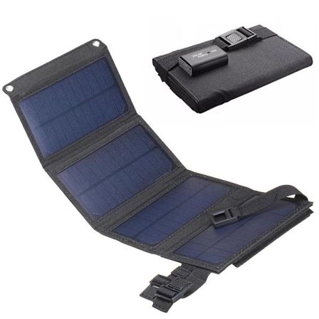 Solcelleoplader USB 10W - Oplad mobiltelefon & powerbank Sort
