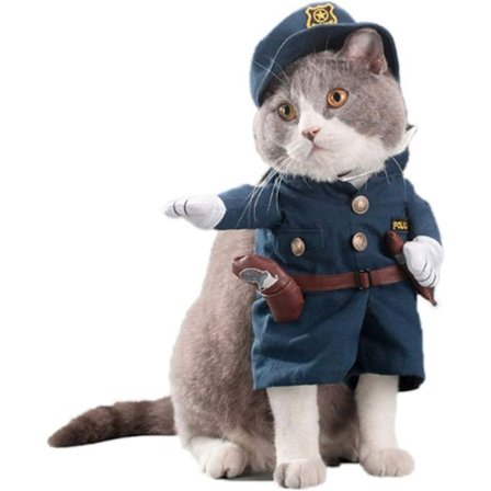 Hund og kat uniform, søde kæledyrstøj, cosplay sjovt kostume, sejt politioutfit med hat til kat hund
