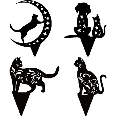 4 kpl Akryylikissa Puutarhapatsas Linnunpelätin Kissa Musta Kissa Siluetti Kissa Koristeellinen Ulkopatsas Eläinpaalut