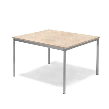Bord SONITUS, 1200x1200x720 mm, sølvfarvet stel, linoleum, beige