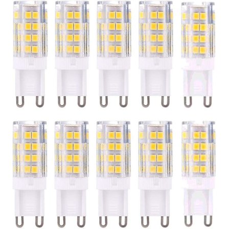 G9 LED-lampor, varmvitt 3000k 5w, 380 lumen; ej dimbar, 10-pack [energiklass A+]