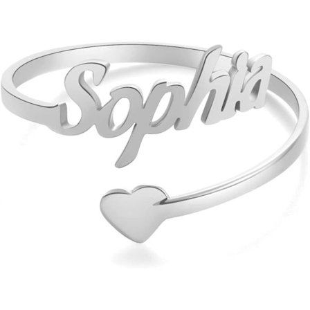 Namnring Personlig Namnring Kvinna Justerbar Hjärta Form Ann